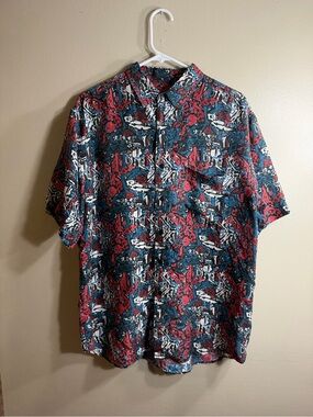 Vintage Impact 100% Silk Abstract Print Shirt Size Medium